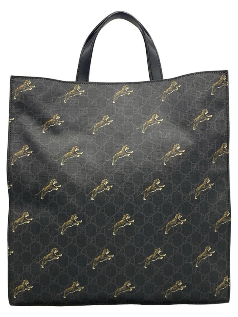 GUCCI GG Plus/GG Supreme 495559 Dark Gray Black Multi PVC Leather Tote Bag - Picture 3 of 15